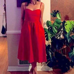 Reformation Olivia Linen Midi Red Dress size 6
